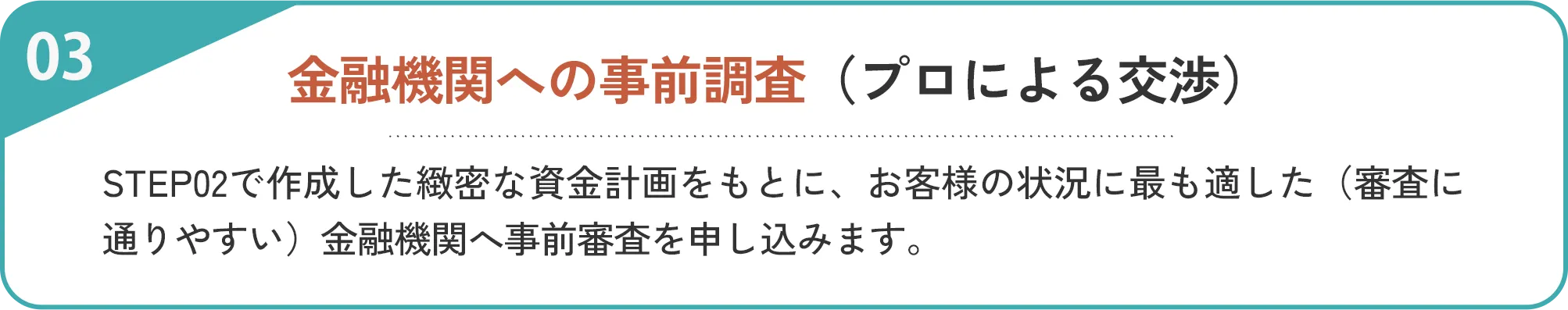 金融機関への事前調査（プロによる交渉）